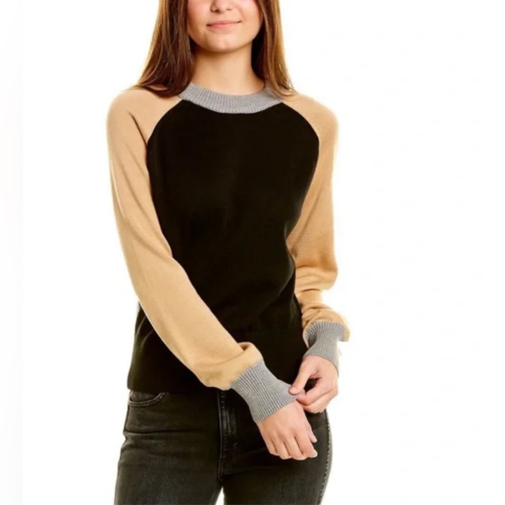 Nwt! Monrow Colorblock Crewneck Knit Sweater Size Small